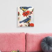 Schitterende Blauwvogels met schilderkunst Canvas Afdruk (Insitu (Woonkamer))