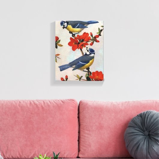 Schitterende Blauwvogels met schilderkunst Canvas Afdruk (Insitu (Woonkamer))