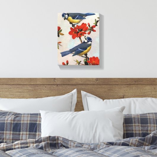 Schitterende Blauwvogels met schilderkunst Canvas Afdruk (Insitu (Slaapkamer))