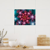 Schitterende Bloemen Spiraal Fractale Kunst Poster (Keuken)