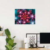 Schitterende Bloemen Spiraal Fractale Kunst Poster (Thuiskantoor)