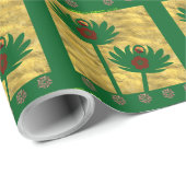 Schitterende bloemstijl groen cadeaupapier (Rol Hoek)