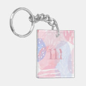 Schitterende Blush en blauwe Abstracte Waterverf v Sleutelhanger (Voorkant Links)