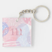 Schitterende Blush en blauwe Abstracte Waterverf v Sleutelhanger (Achterkant)