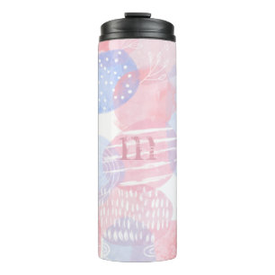 Schitterende Blush en blauwe Abstracte Waterverf v Thermosbeker