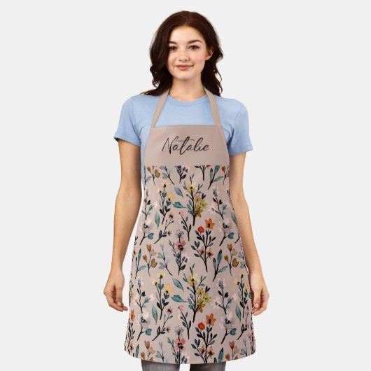 Schitterende botanische monogram roze elegant scha schort (Gedragen)