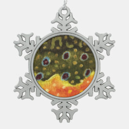 Schitterende Brook Trout Fly Fishing Fisherman Ang Tin Sneeuwvlok Ornament