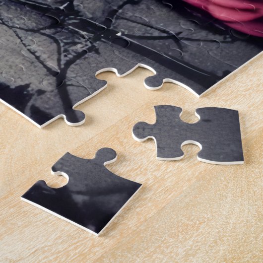 Schitterende Donkere en gotische Roos schedel Legpuzzel (Zijkant)