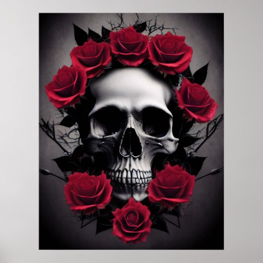 Schitterende Donkere en Gotische Rozen Skull Sigil Poster (Voorkant)