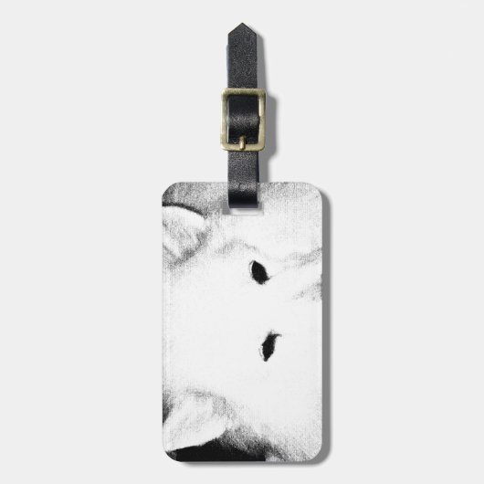 Schitterende drijfmest Witte hond Bagagelabel (Voorkant verticaal)