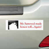 Schitterende drijfmest Witte hond Bumpersticker (Op auto)