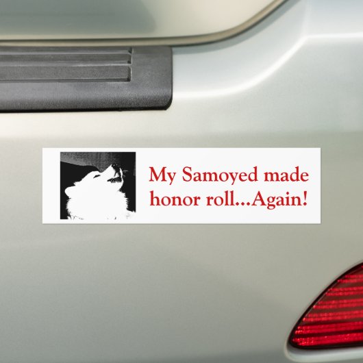 Schitterende drijfmest Witte hond Bumpersticker (Op auto)