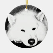 Schitterende drijfmest Witte hond Keramisch Ornament (Voorkant)