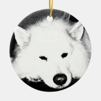 Schitterende drijfmest Witte hond Keramisch Ornament