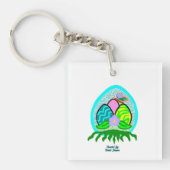 Schitterende Easter Eggs Square Sleutelhanger (voorkant)