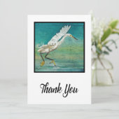 Schitterende Egret Coastal Beach Painted Art Bedankkaart (Staand voorkant)