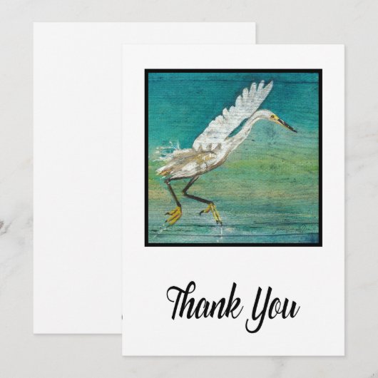 Schitterende Egret Coastal Beach Painted Art Bedankkaart (Voorkant / Achterkant)