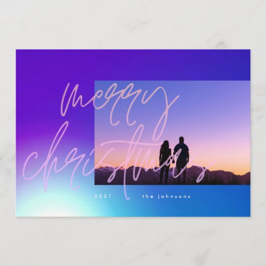 Schitterende Elegant kerstgradiënt Feestdagenkaart (Voorkant)