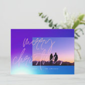 Schitterende Elegant kerstgradiënt Feestdagenkaart (Staand voorkant)