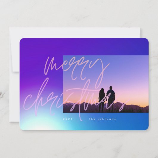Schitterende Elegant kerstgradiënt Feestdagenkaart (Voorkant)