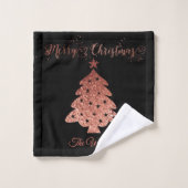 Schitterende feestdag rond de kerstboom, zwart en bad handdoek (Wasdoekje)