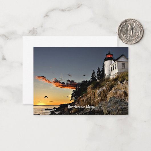 Schitterende foto van Bar Harbour, Maine Notitiekaartje (Voorkant / Achterkant in situ)