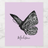 Schitterende gebluste vlindervlieg wijn etiket (Enkel label)