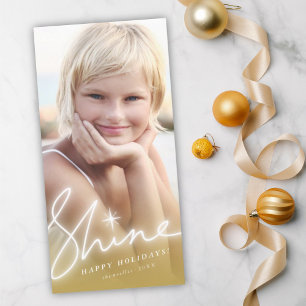 Schitterende Glow Handgeschreven Script Goud Ombre Feestdagenkaart