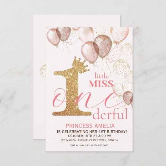 Schitterende Gouden Kroon Prinses Blush Eerste Ver Kaart (Voorkant / Achterkant)