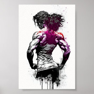Schitterende gym-meisjes buigende spieren poster