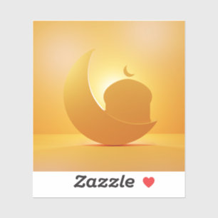 schitterende halve maan en moskee-sierbloem sticker