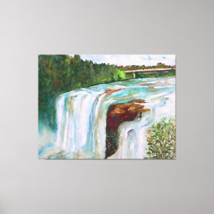 Schitterende handbediende Waterverf Waterval Canvas Afdruk