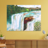 Schitterende handbediende Waterverf Waterval Canvas Afdruk (Insitu (Woonkamer))