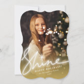 Schitterende Handschrift Script Goud Ombre Foto Feestdagenkaart (Voorkant)