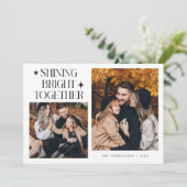 Schitterende heldere sterren Wit Multi Foto Vakant Feestdagenkaart (Staand voorkant)