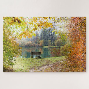 Schitterende herfst herfstbladeren meer legpuzzel
