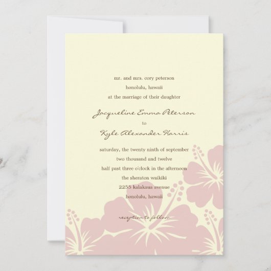 Schitterende Hibiscus Wedding Invitations (roze) Kaart (Voorkant)