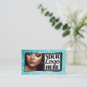 Schitterende Ice Blue Sparkle Glitter met Foto Log Visitekaartje (Staand voorkant)
