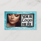 Schitterende Ice Blue Sparkle Glitter met Foto Log Visitekaartje (Voorkant)