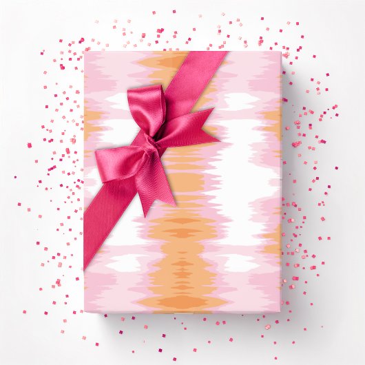 Schitterende Ikat in Roze en Oranje Cadeaupapier