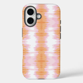 Schitterende Ikat in Roze en Oranje iPhone 16 Hoesje