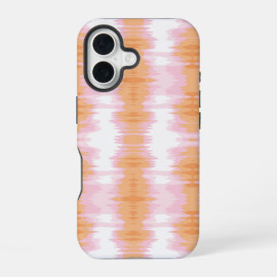 Schitterende Ikat in Roze en Oranje iPhone 16 Hoesje
