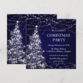 Schitterende kerstboomschilden in blauw kaart (Voorkant / Achterkant)