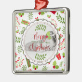 Schitterende kerstcadeaufoto metalen ornament (Links)