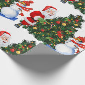 Schitterende kerstkerstman en Snowman-patroon Cadeaupapier (Hoek)