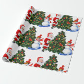 Schitterende kerstkerstman en Snowman-patroon Cadeaupapier (Uitgerold)