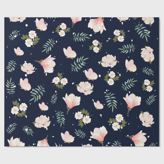 Schitterende kleuren roze en marinesblauwe bruilof cadeaupapier (Vlak)