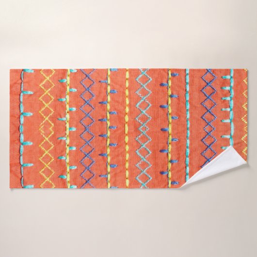 Schitterende, kleurrijke, geborduurde, hippiepaste badhanddoek (Badhanddoek)