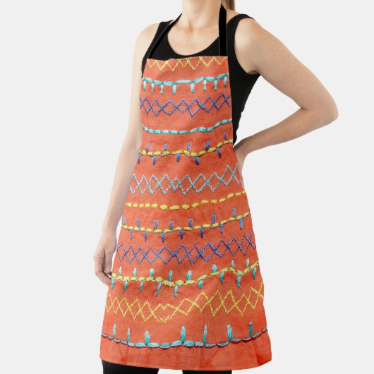 Schitterende, kleurrijke, geborduurde, hippiepaste schort (Insitu)