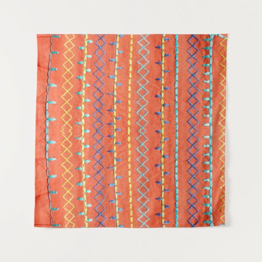 Schitterende, kleurrijke, geborduurde, hippiepaste wandkleed (Voorkant (horizontaal))